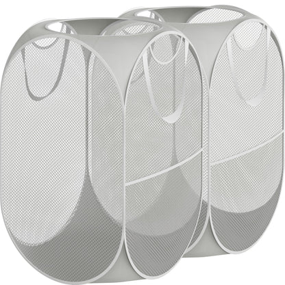 Simple Houseware Mesh Pop-Up Laundry Hamper with Side Pocket, 2 Pack