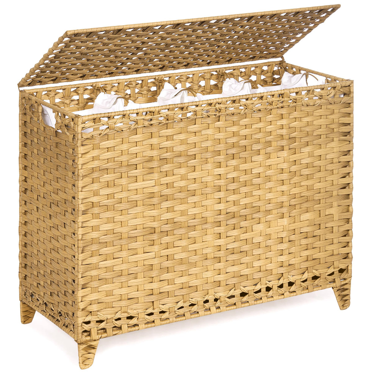 Laundry Hamper with 3 Removable Liner Bags, 132L Laundry Sorter with Lid
