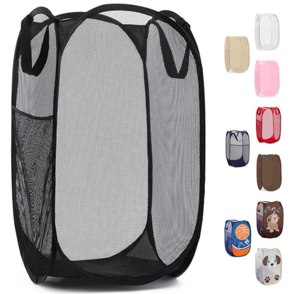 Handy Laundry Mesh Pop-Up Hamper Collapsible with Side Pocket 2-Pack