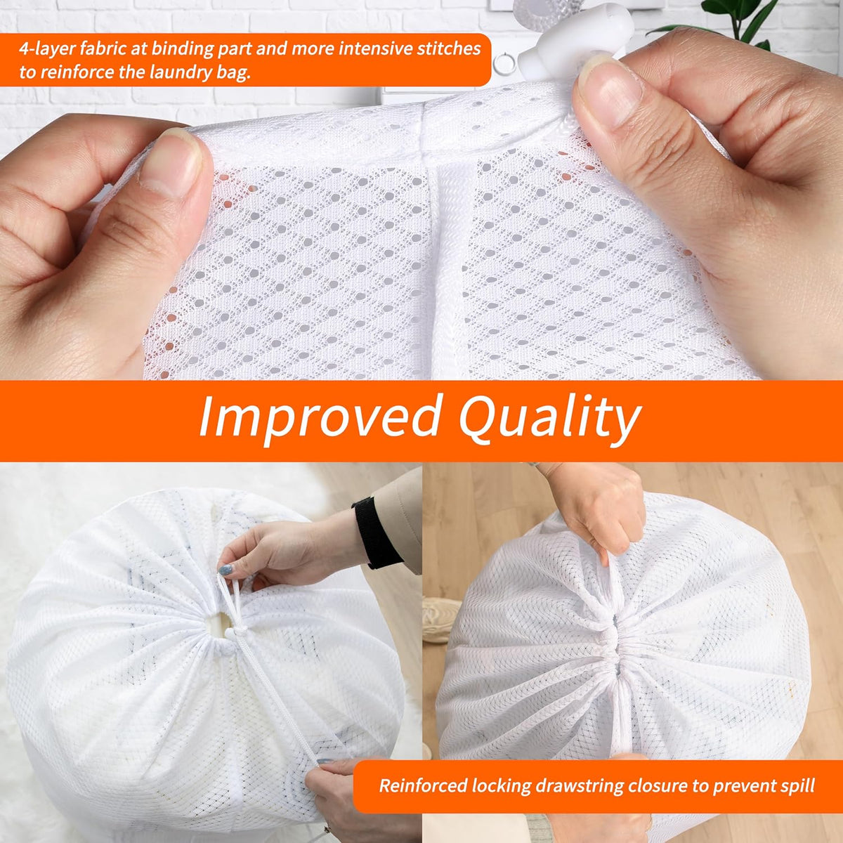 Polecasa Extra Heavy Duty Diamond Mesh Laundry Bag, 24x36", White
