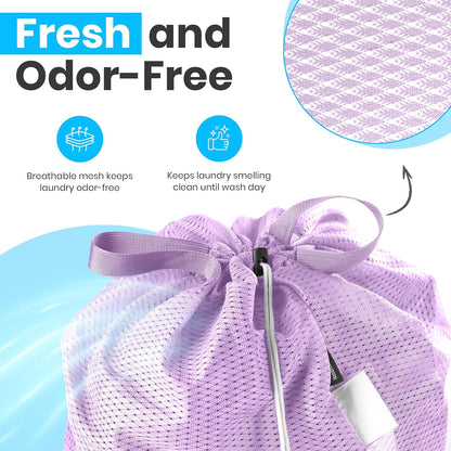Handy Laundry XL Heavy Duty Mesh Laundry Bag 24x36 in, Drawstring Purple