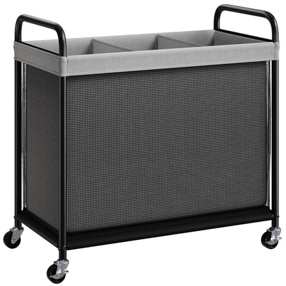 ELYKEN Laundry Hamper 2 Section, 100L Rolling Laundry Sorter with Wheels