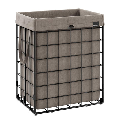 SONGMICS Laundry Hamper, 23.8 Gal. (90L) Laundry Basket, Collapsible Clothes Hamper, Black and White ULCB190W01
