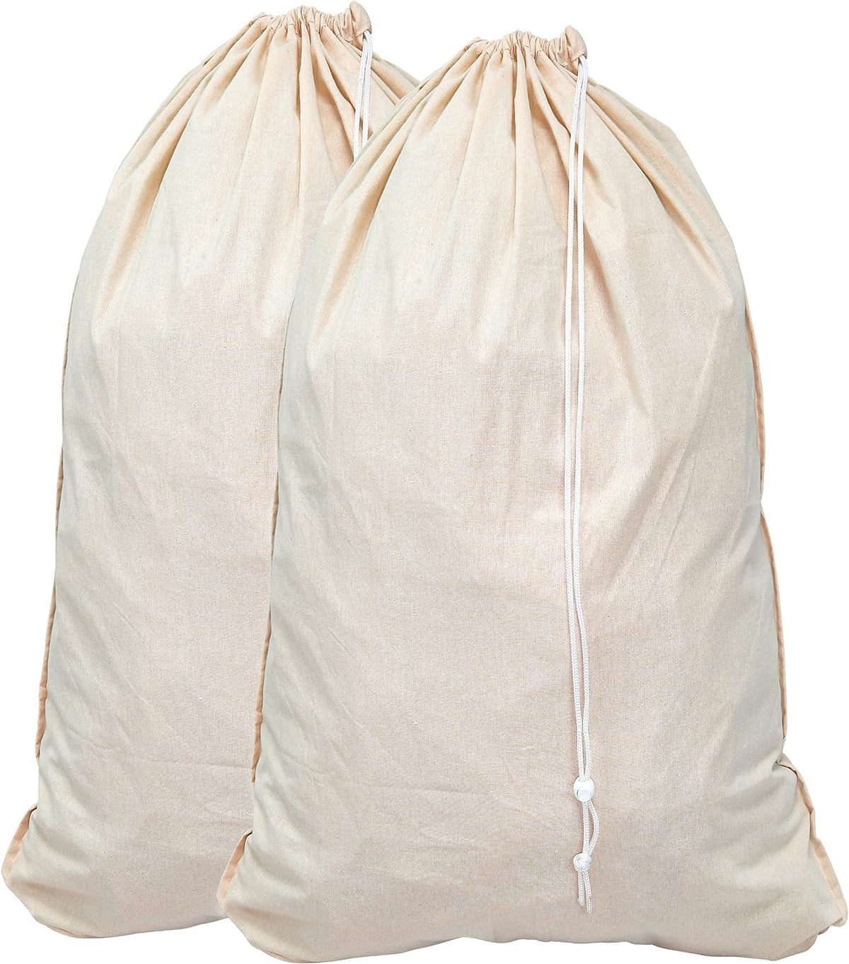 Simple Houseware Extra Large Natural Cotton Laundry Bag (28" x 36"), 2 Pack