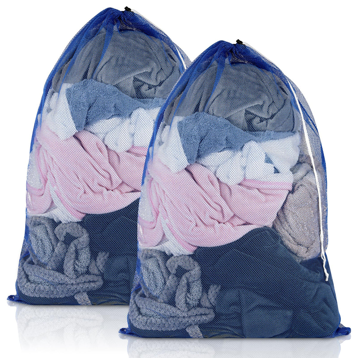 2 Pack Mesh Laundry Bags 23x34 Inch Drawstring Locking for Travel Home