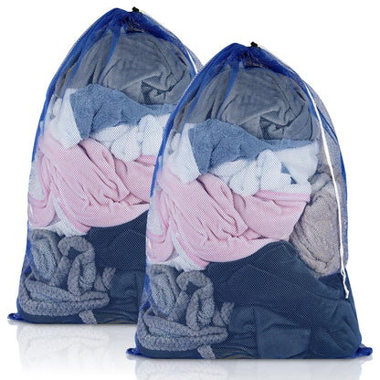 2 Pack Mesh Laundry Bags 23x34 Inch Drawstring Locking for Travel Home