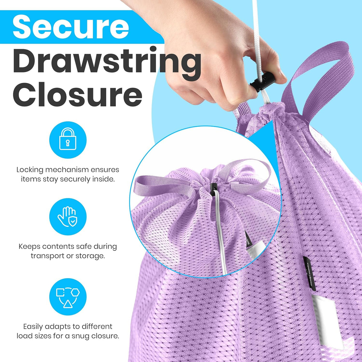 Handy Laundry XL Heavy Duty Mesh Laundry Bag 24x36 in, Drawstring Purple