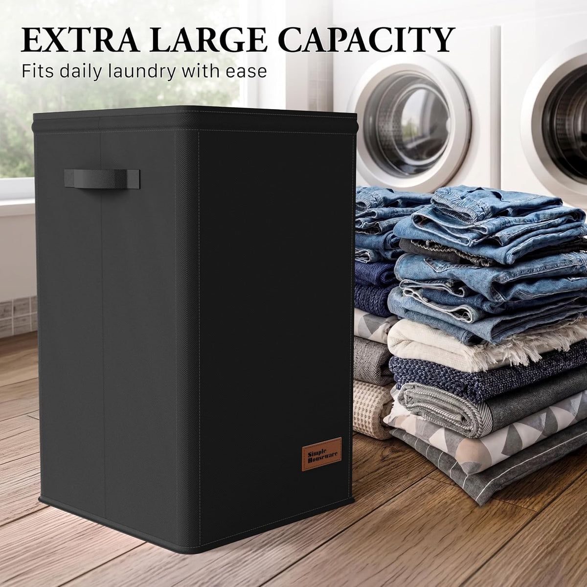 Simple Houseware Foldable Closet Laundry Hamper Basket, Black