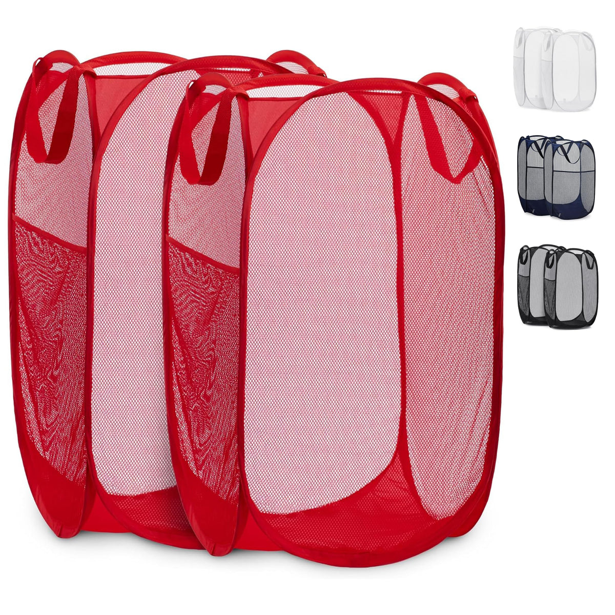 Handy Laundry Mesh Pop-Up Hamper Collapsible with Side Pocket 2-Pack