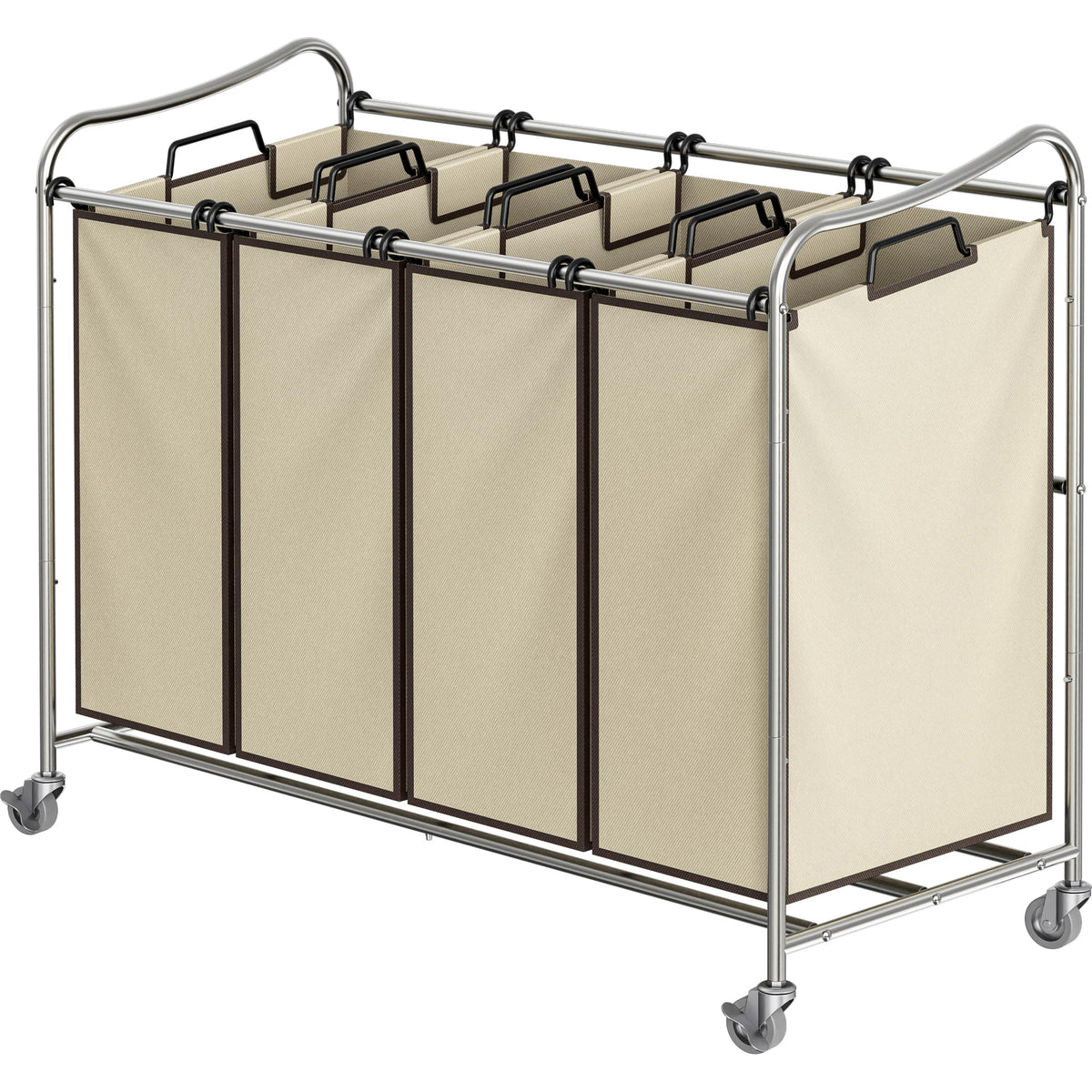 Simple Houseware 4-Bag Heavy Duty Laundry Sorter Rolling Cart, Dark Grey