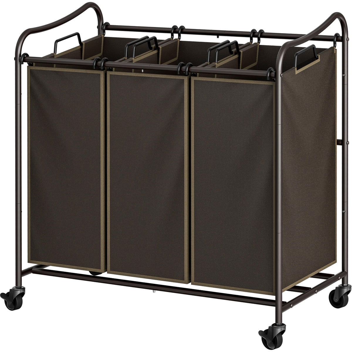 Simple Houseware Heavy Duty 3-Bag Laundry Sorter Rolling Cart, Assorted