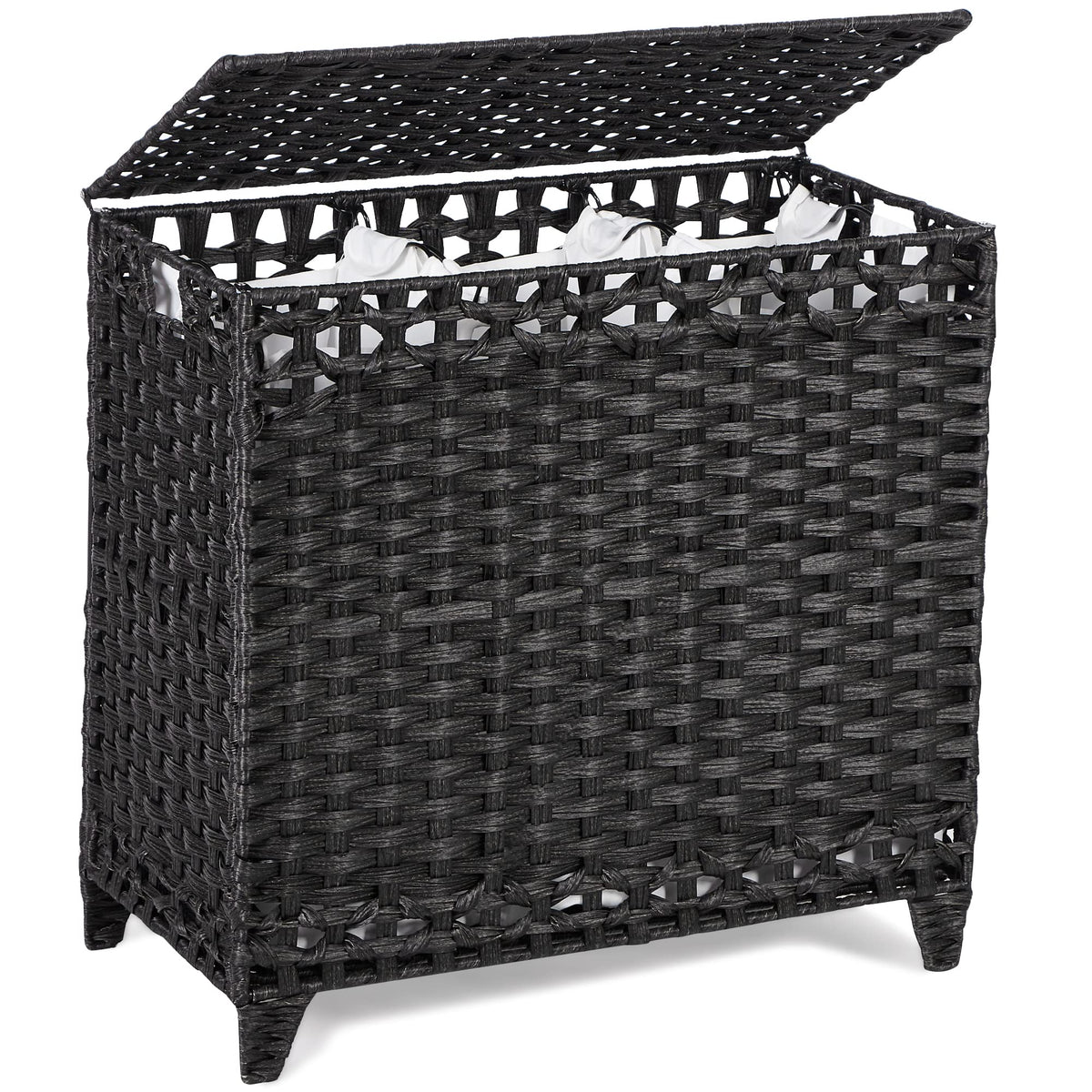 Laundry Hamper with 3 Removable Liner Bags, 132L Laundry Sorter with Lid