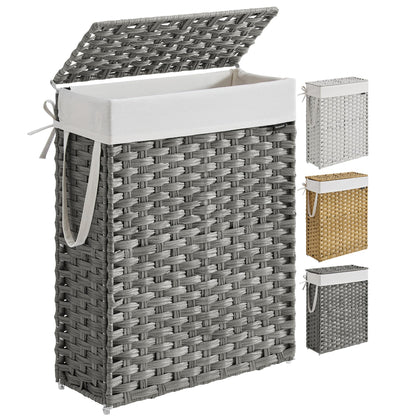 SONGMICS Laundry Hamper with Lid, 23.8 Gal (90 L) Synthetic Rattan,Foldable