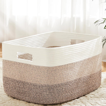 Artfeel Blanket Basket,Rectangle Woven Baskets for Storage,65L Laundry Basket for Decorative Nursery Blanket,Toys,Dirty Clothes and Magazine in Shelves,Baby Room,and Living Room