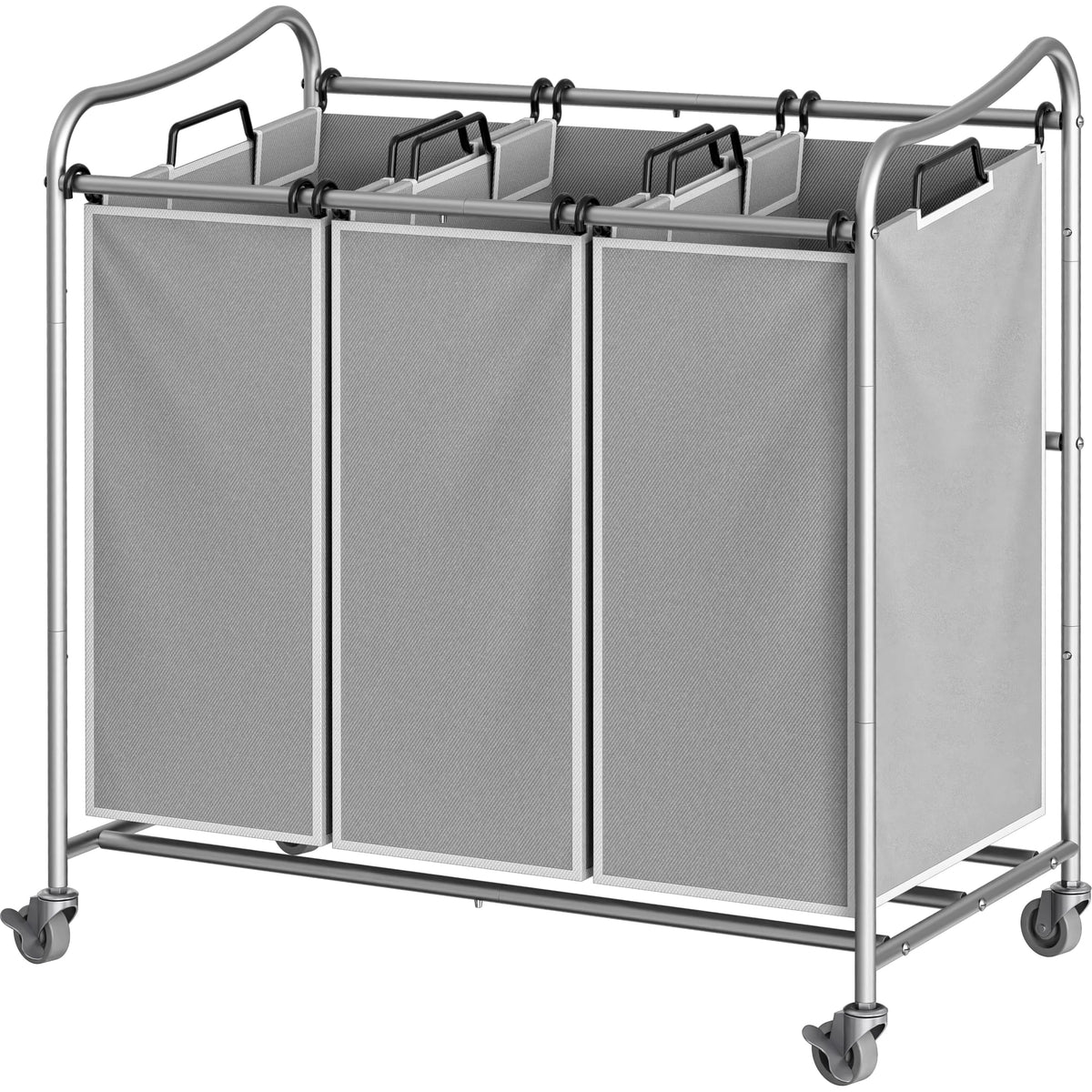 Simple Houseware Heavy Duty 3-Bag Laundry Sorter Rolling Cart, Assorted