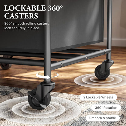 Simple Houseware 4-Bag Heavy Duty Laundry Sorter Rolling Cart, Dark Grey