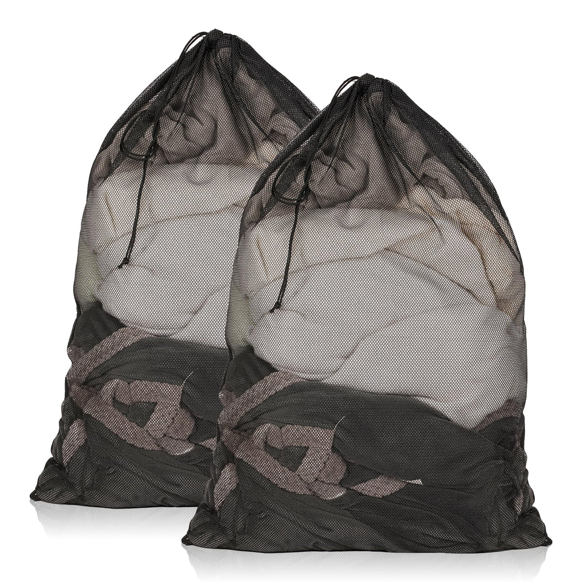 2 Pack Mesh Laundry Bags 23x34 Inch Drawstring Locking for Travel Home