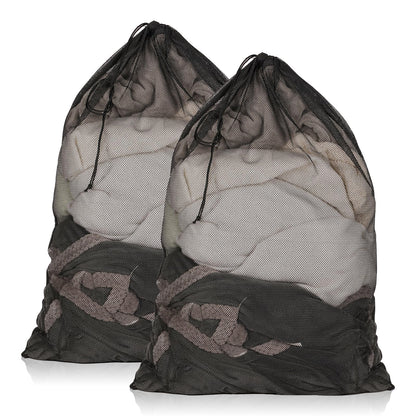 2 Pack Mesh Laundry Bags 23x34 Inch Drawstring Locking for Travel Home