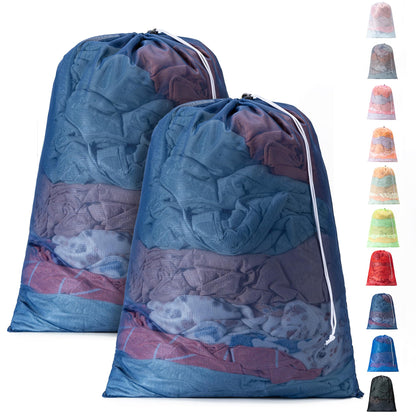 2 Pack Mesh Travel Laundry Bag 24" x 36"Extra Large Dirty Clothes Organizer
