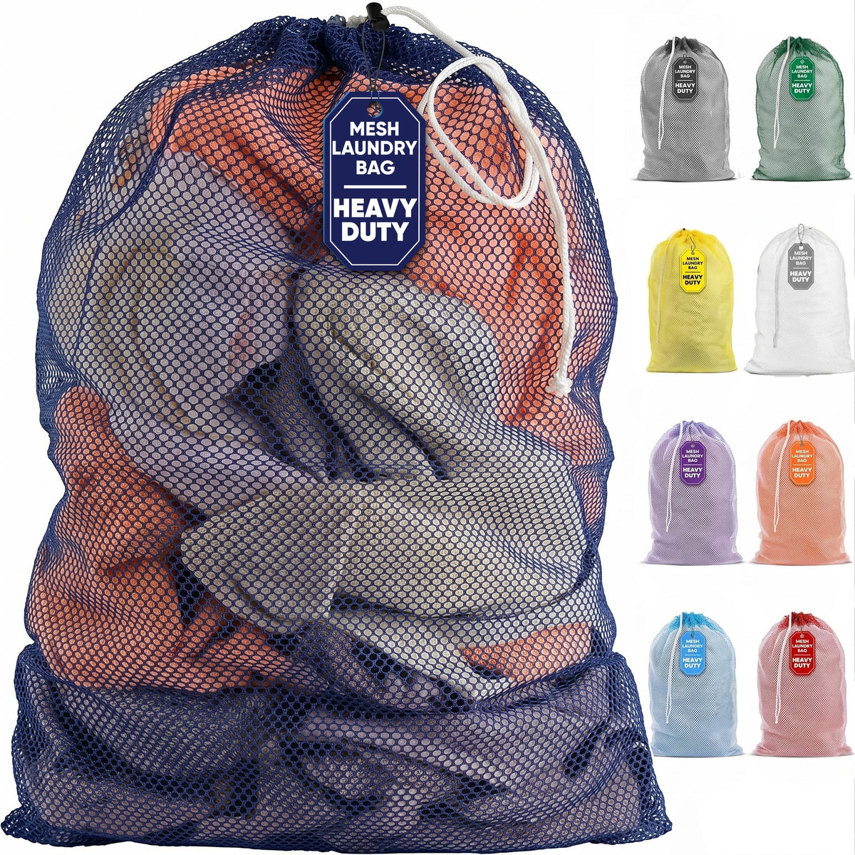 Handy Laundry Mesh XL Laundry Bag 24"x36", Heavy Duty Drawstring, Black
