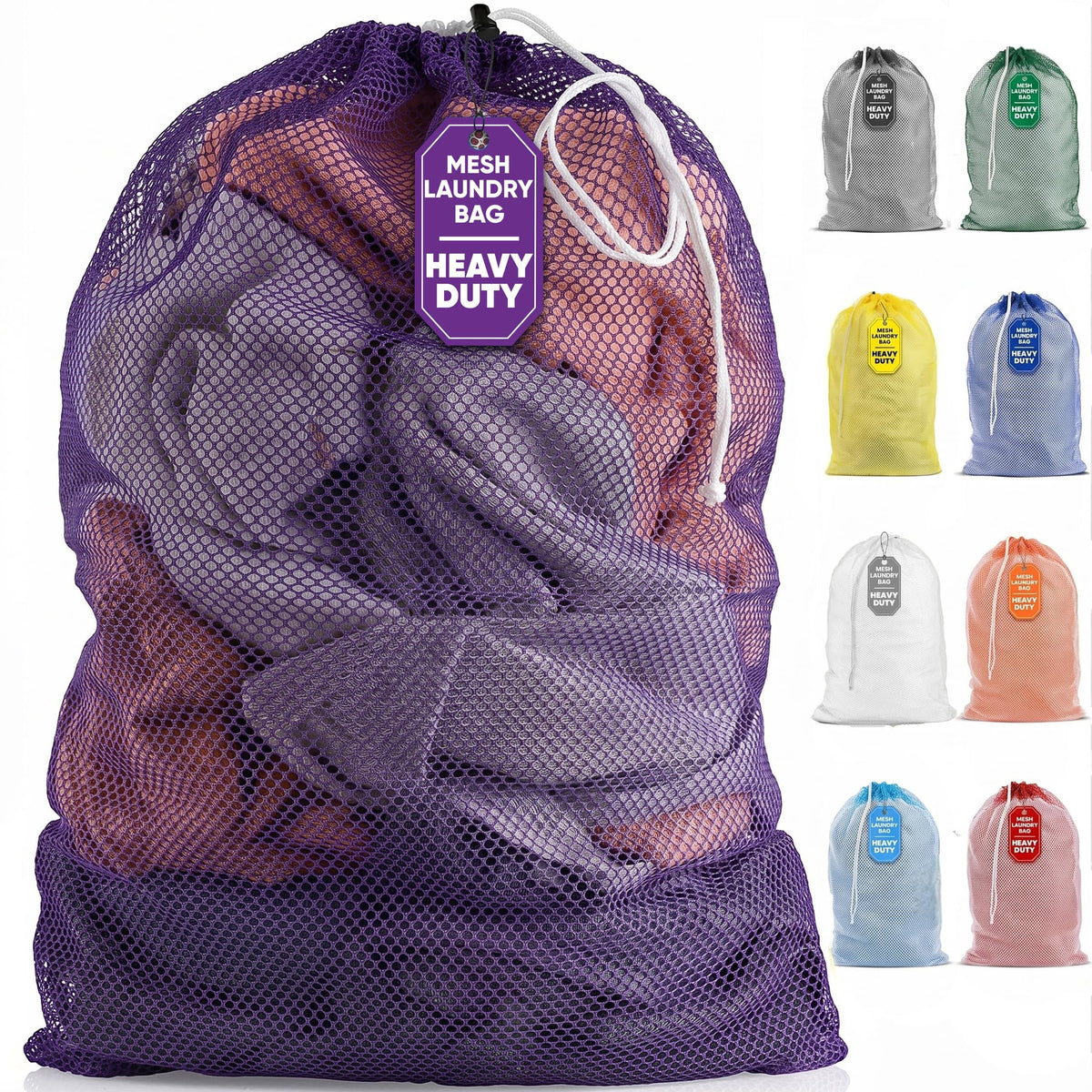 Handy Laundry Mesh XL Laundry Bag 24"x36", Heavy Duty Drawstring, Black