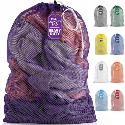 Handy Laundry Mesh XL Laundry Bag 24"x36", Heavy Duty Drawstring, Black
