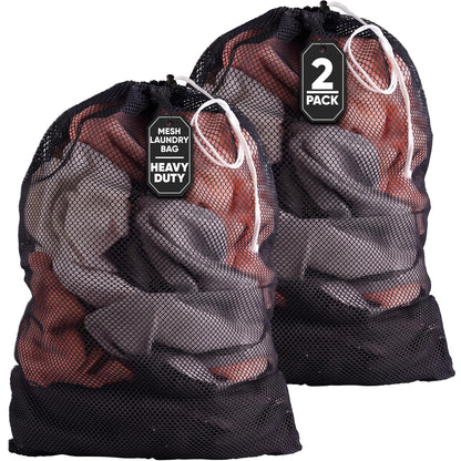 Handy Laundry Mesh XL Laundry Bag 24"x36", Heavy Duty Drawstring, Black