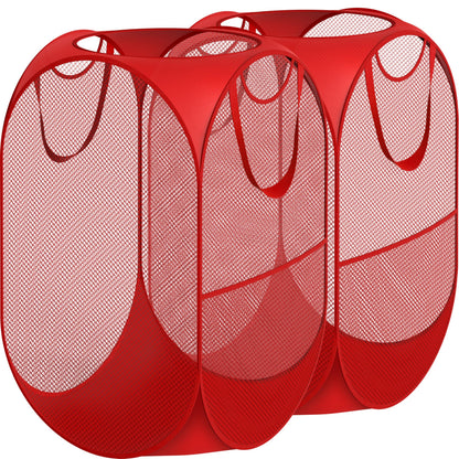 Simple Houseware Mesh Pop-Up Laundry Hamper with Side Pocket, 2 Pack