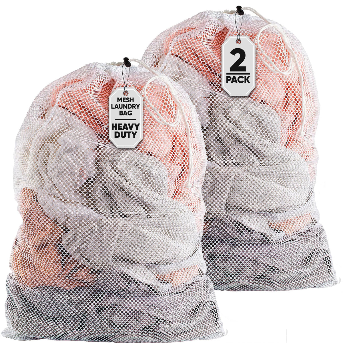 Handy Laundry Mesh XL Laundry Bag 24"x36", Heavy Duty Drawstring, Black