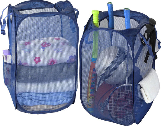 Simple Houseware Mesh Pop-Up Laundry Hamper with Side Pocket, 2 Pack