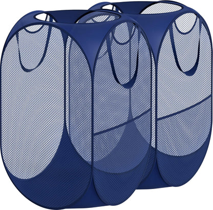 Simple Houseware Mesh Pop-Up Laundry Hamper with Side Pocket, 2 Pack