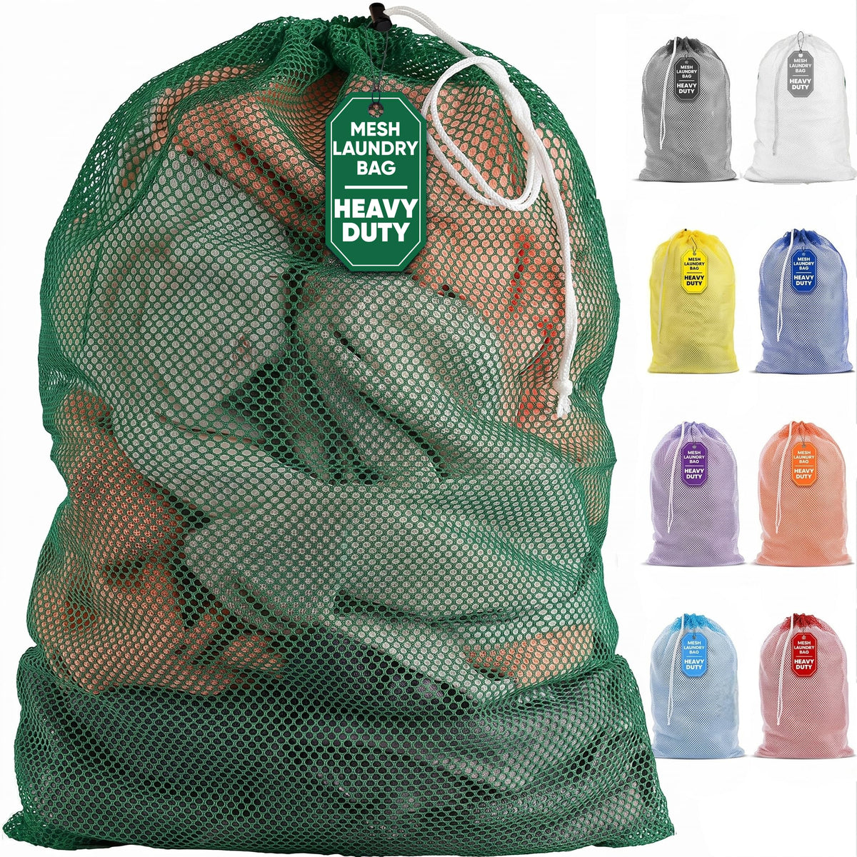 Handy Laundry Mesh XL Laundry Bag 24"x36", Heavy Duty Drawstring, Black
